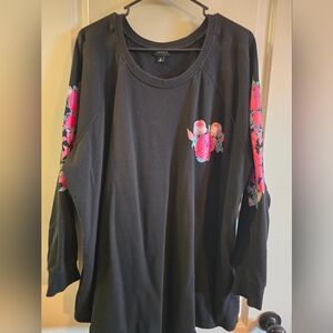 Torrid Black Sweatshirt with Pink Floral Accents